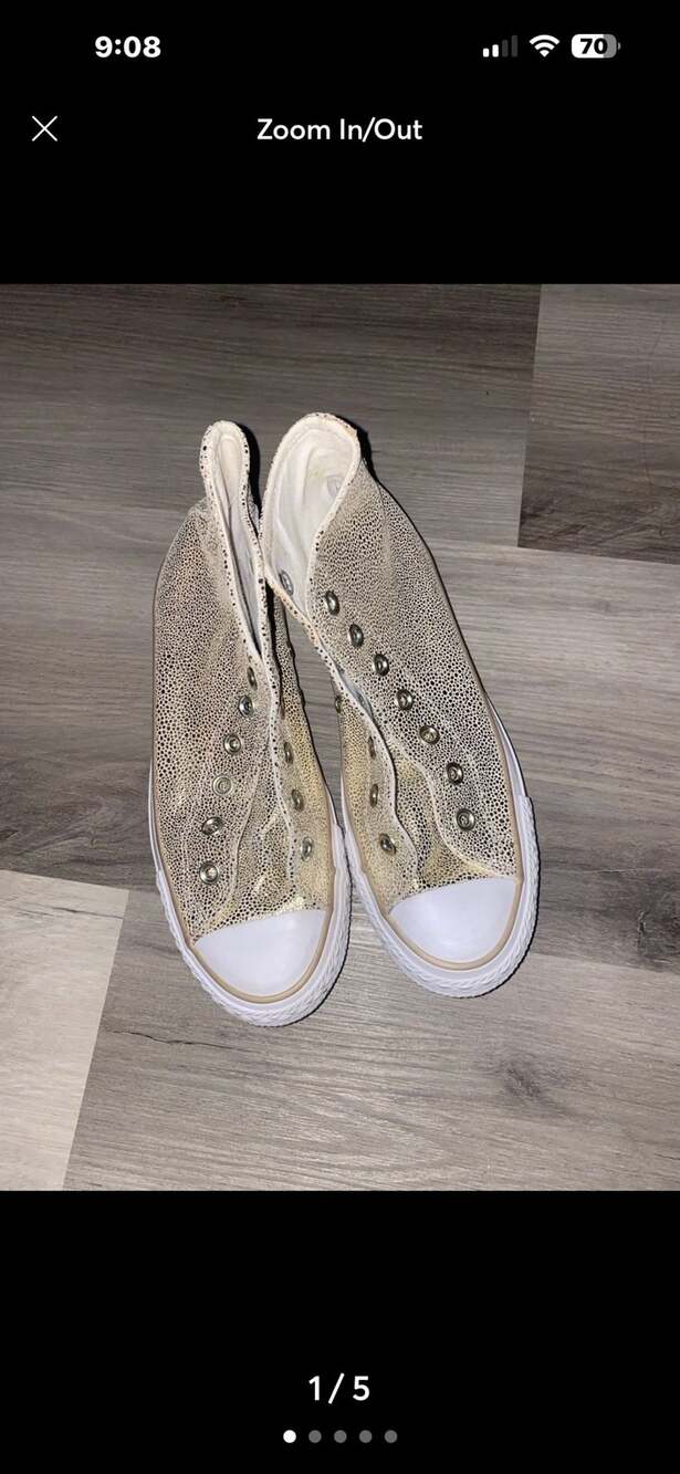 Converse Chuck Taylor All Star High Top Size 7 Gold Speckled Sneakers